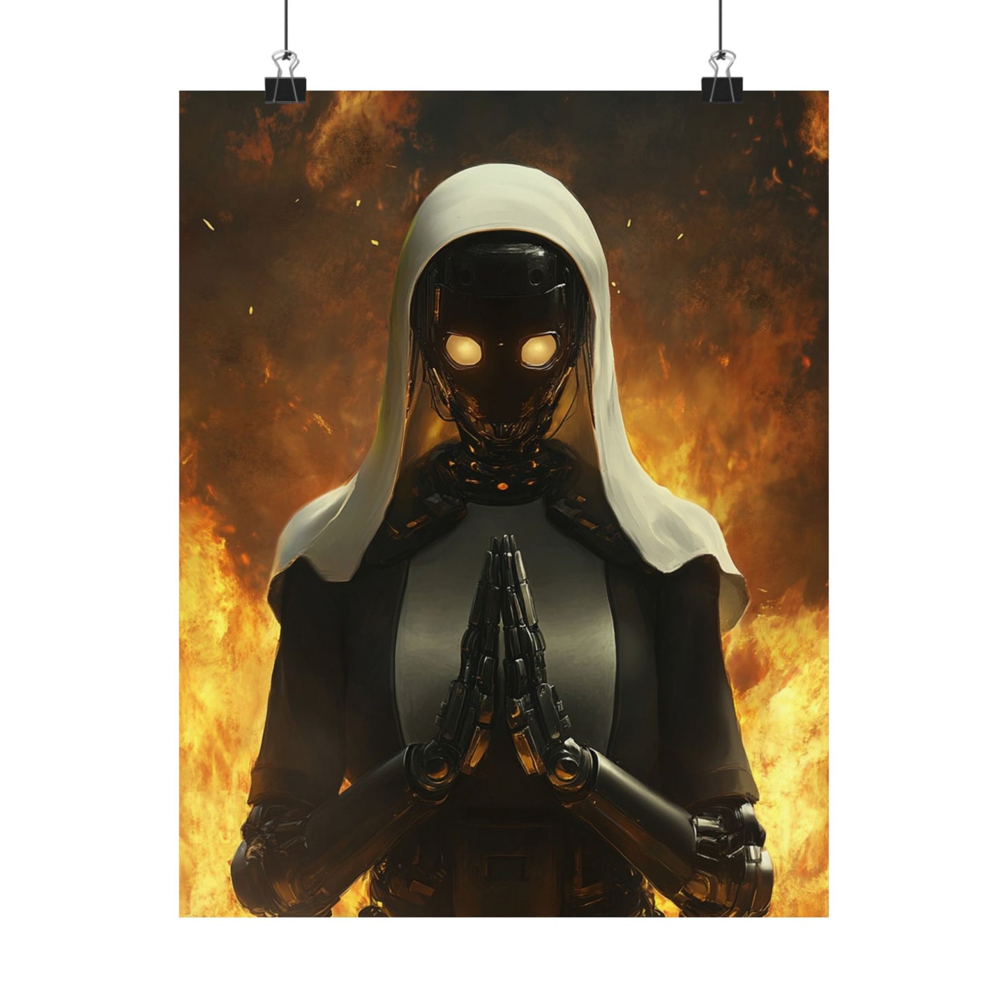 Robotic Nun Matte Vertical Poster - Futuristic Art for Home Decor