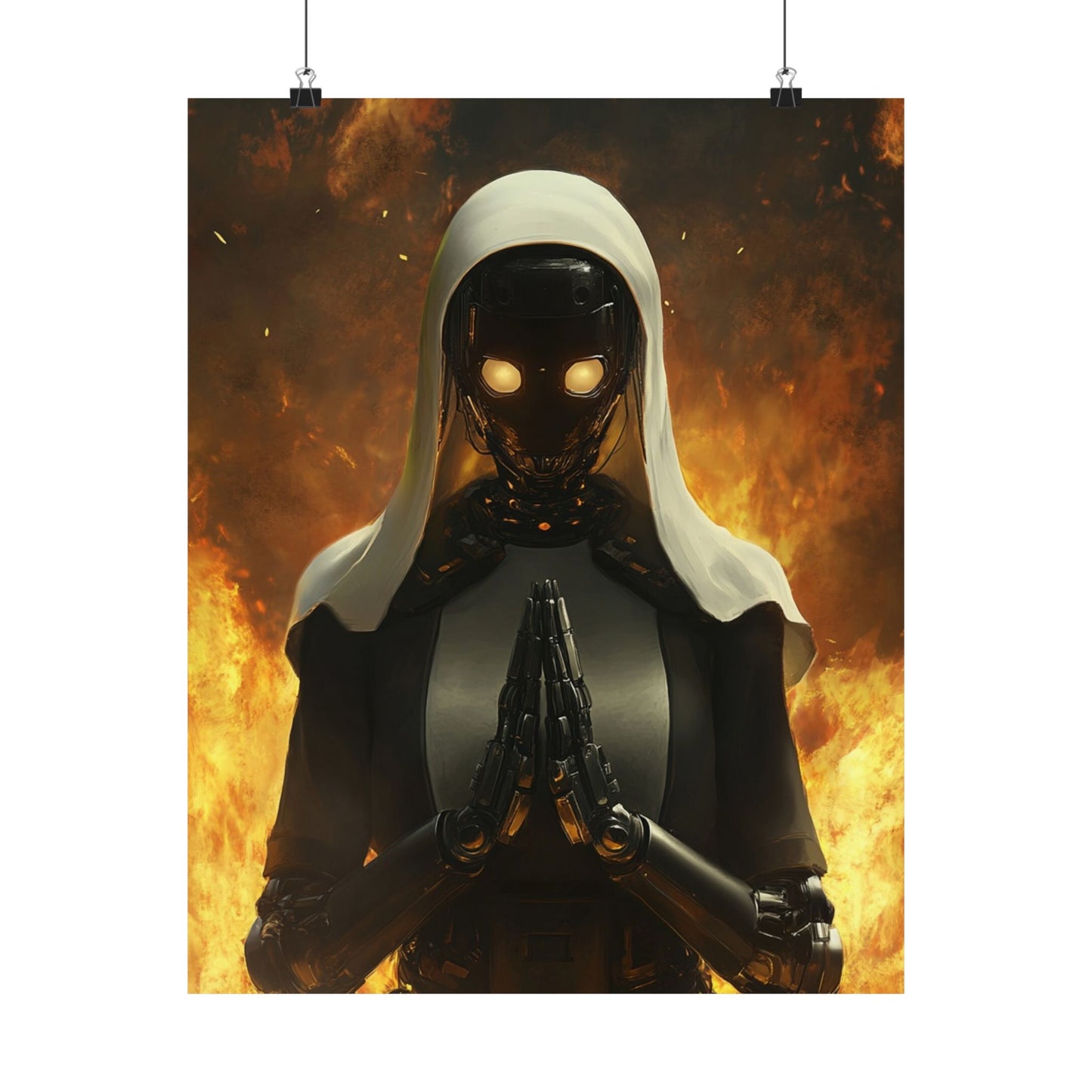 Robotic Nun Matte Vertical Poster - Futuristic Art for Home Decor