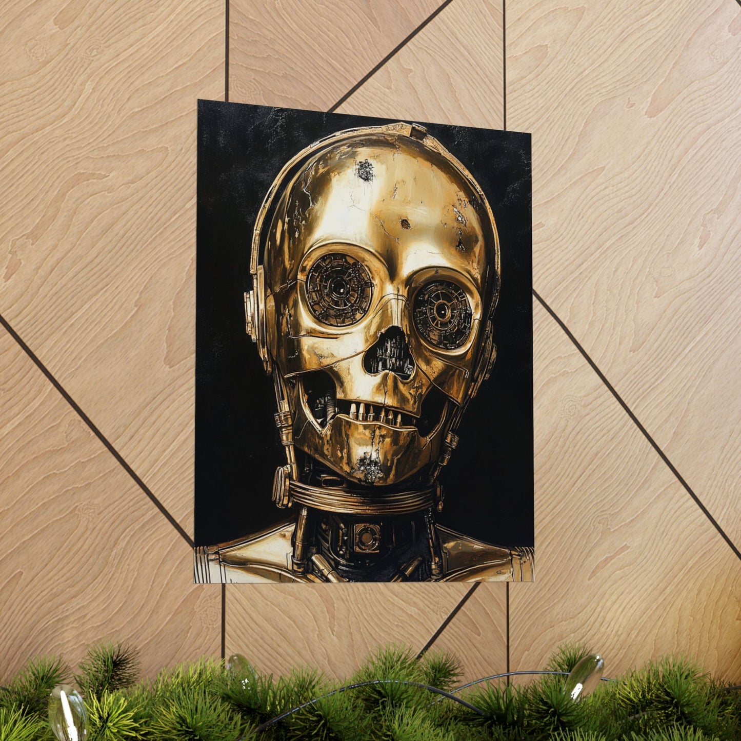 Golden Skull Robot Poster - Matte Vertical Art Print