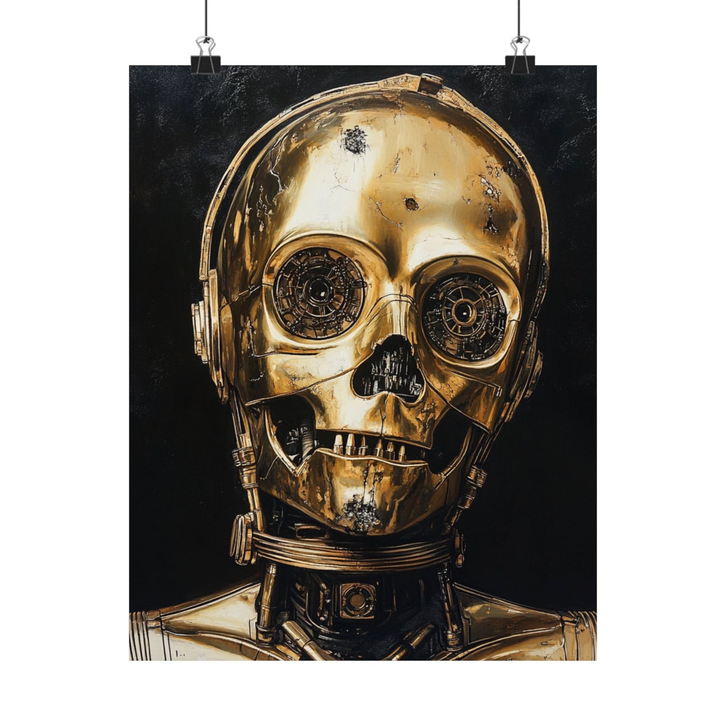 Golden Skull Robot Poster - Matte Vertical Art Print