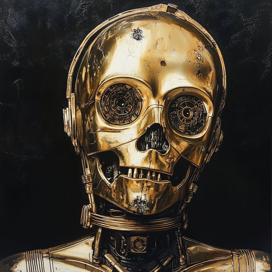 Golden Skull Robot Poster - Matte Vertical Art Print