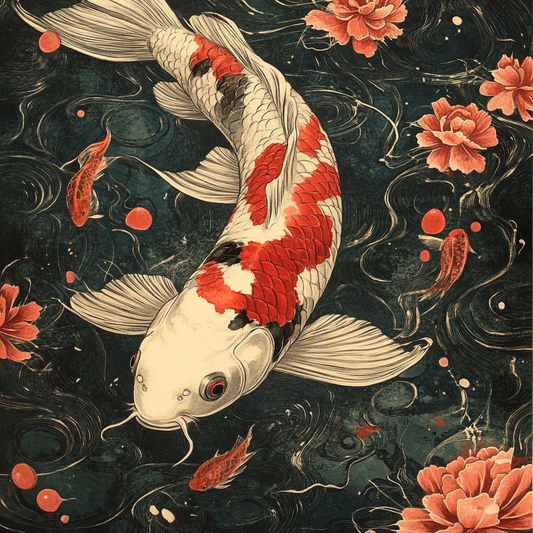 Koi Fish Matte Vertical Poster - Elegant Wall Art for Serenity and Inspiration