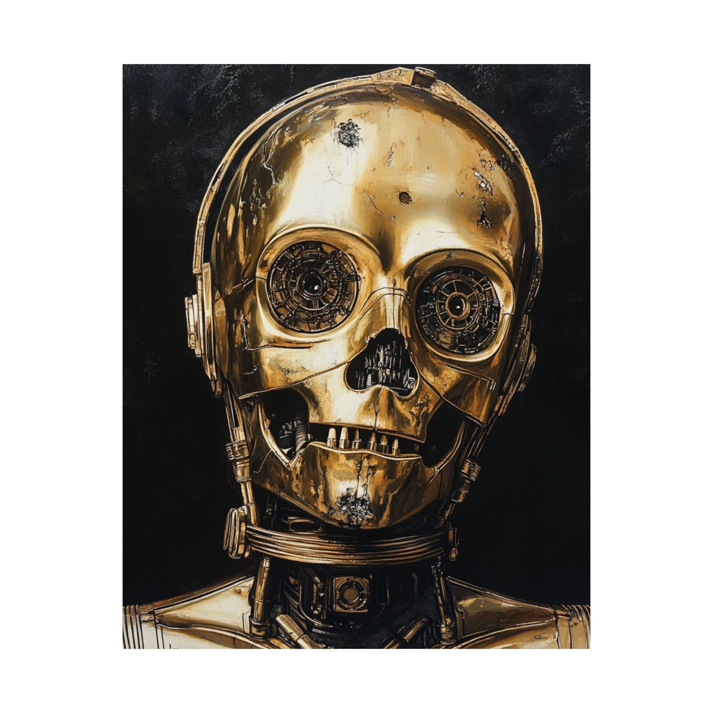 Golden Skull Robot Poster - Matte Vertical Art Print